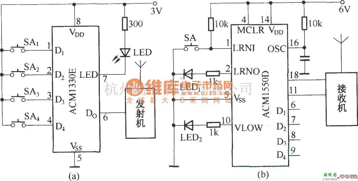 遥控电路（综合)中的ACMl330E／1550D在无线电发射与接收中的应用  第1张