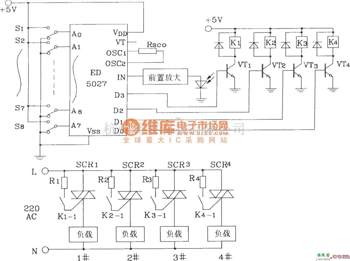 遥控电路（综合)中的ED5026/5027构成红外遥控编码、译码电路图  第4张