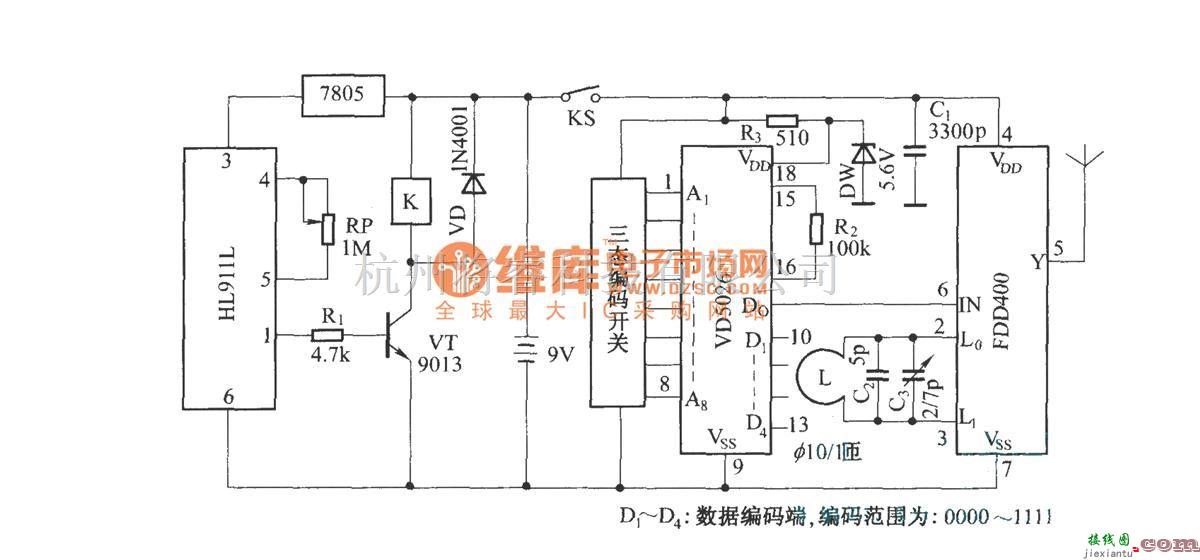 遥控电路（综合)中的热释电探测无线防盗系统  第1张