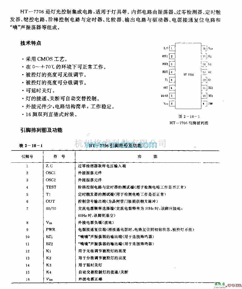 遥控接收中的HT一7706 (灯具)灯光控制电略  第1张