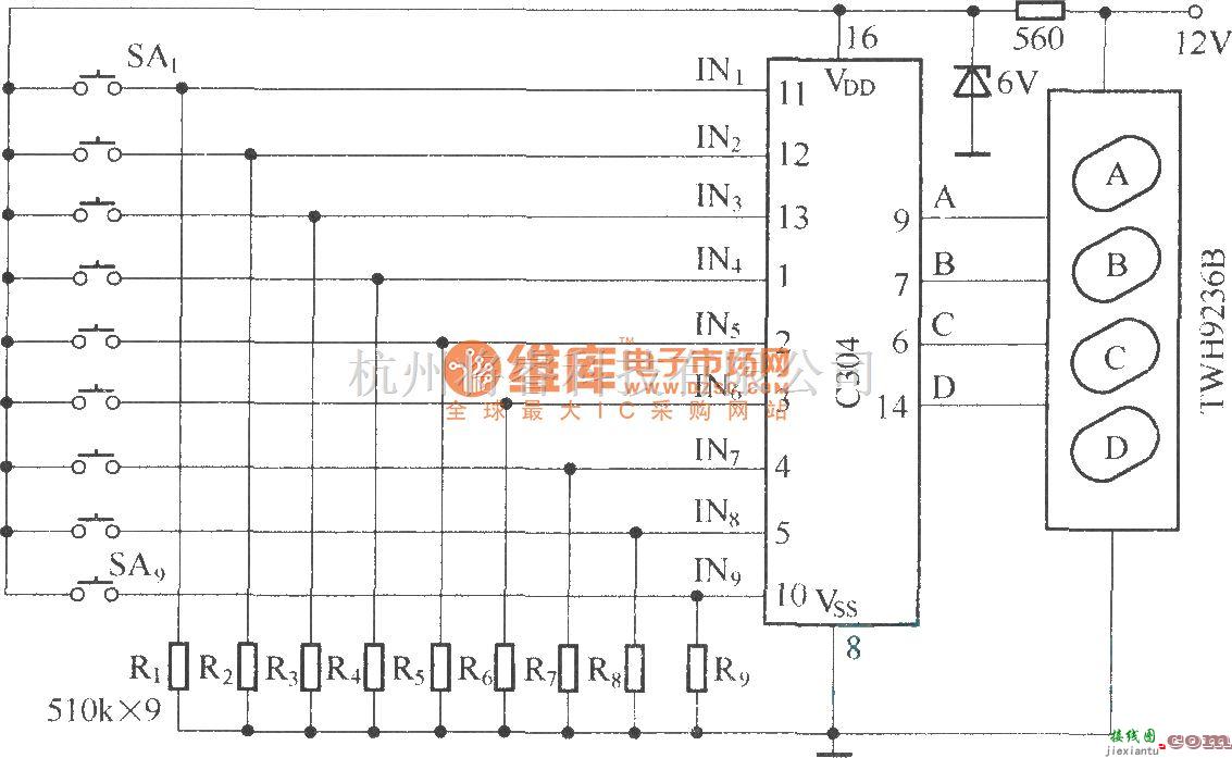 遥控电路（综合)中的医院病床呼叫器  第1张