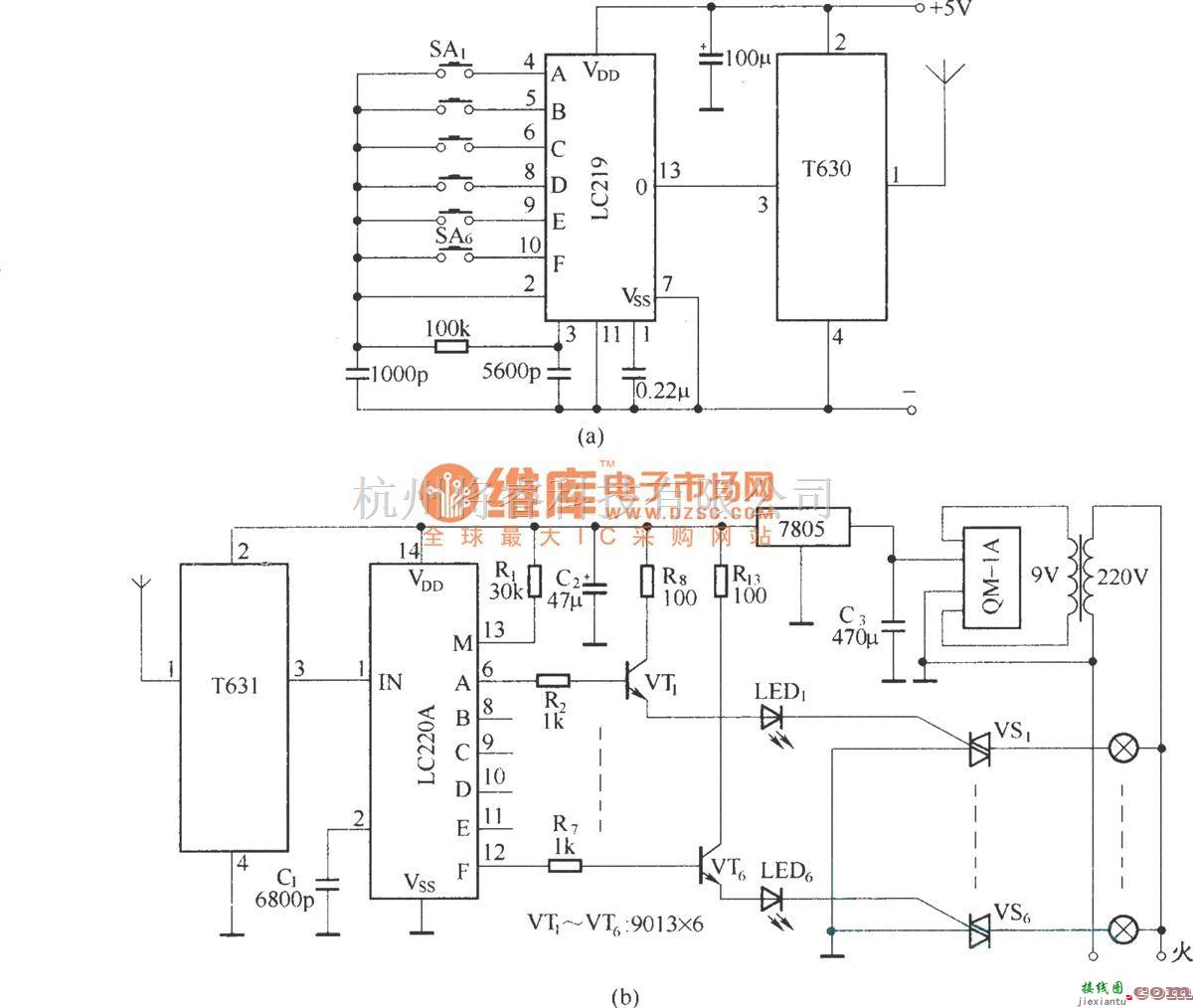 遥控电路（综合)中的由T630/T631组成的无线长波遥控器  第1张