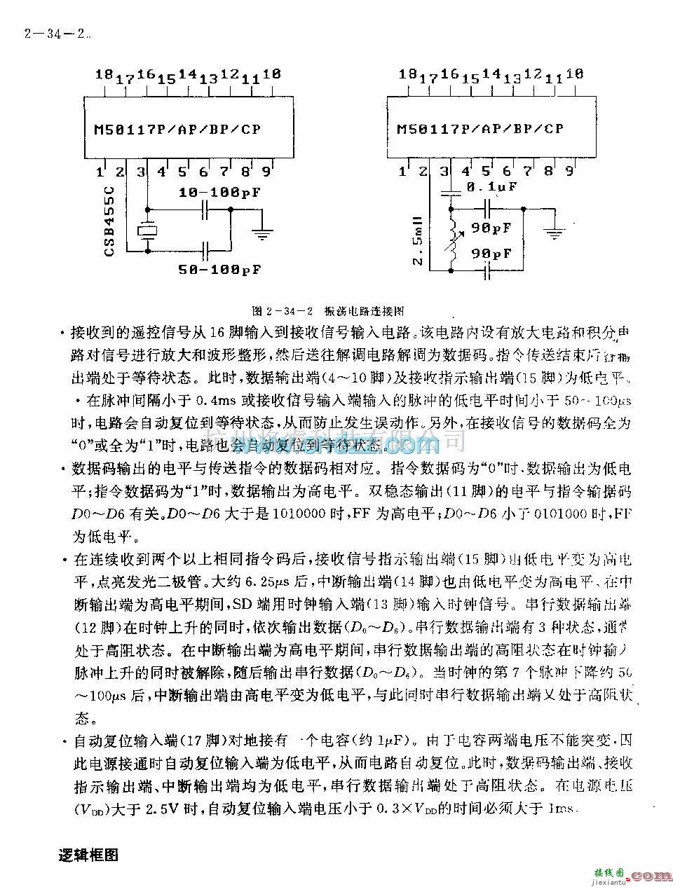 遥控接收中的M50117F／AP／BP／CP (录像机、电视机和音响设备)120功能红外线遥控接收电路  第3张