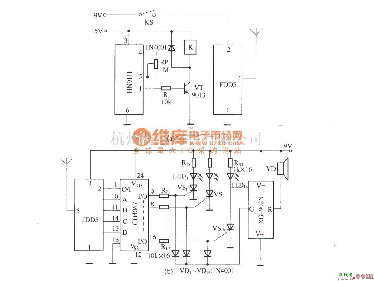 遥控电路（综合)中的十五路无线防盗报警系统(FDD5/JDD5)  第1张