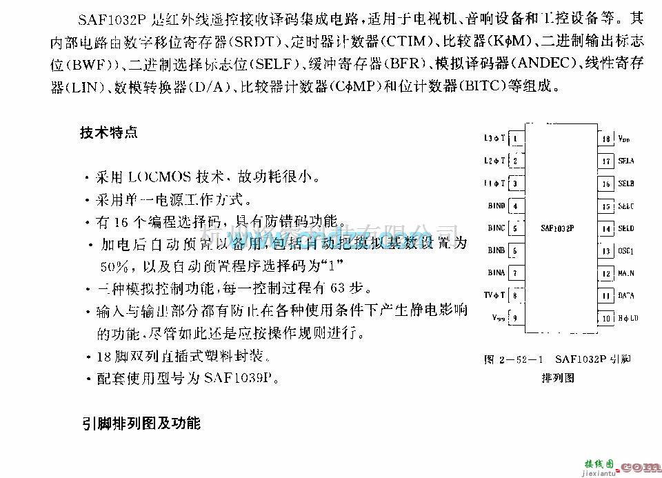 遥控接收中的SAFl032F (电视机、音响设备和工控设备)红外线遥控接收译码电路  第1张