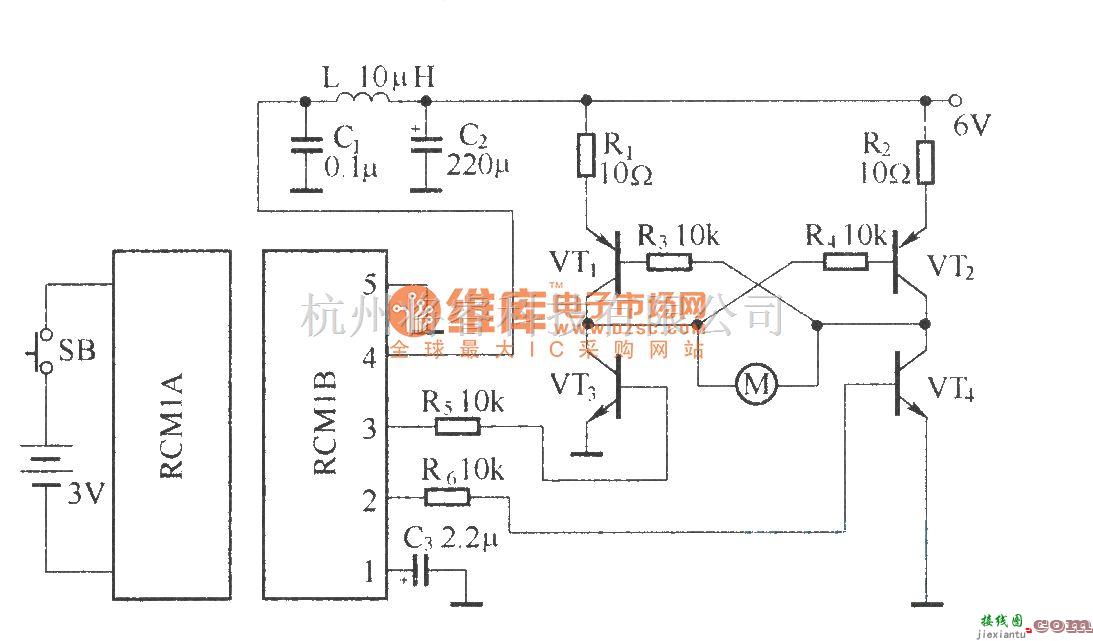 遥控电路（综合)中的遥控玩具汽车电路(RCMlA/RCMlB构成收发模块)  第1张