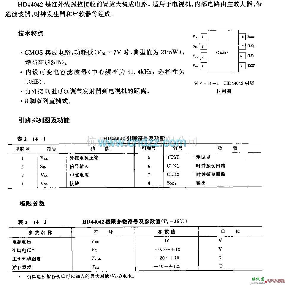 遥控接收中的HD44042 (电视机)红外线遥控接收前置放大电路  第1张