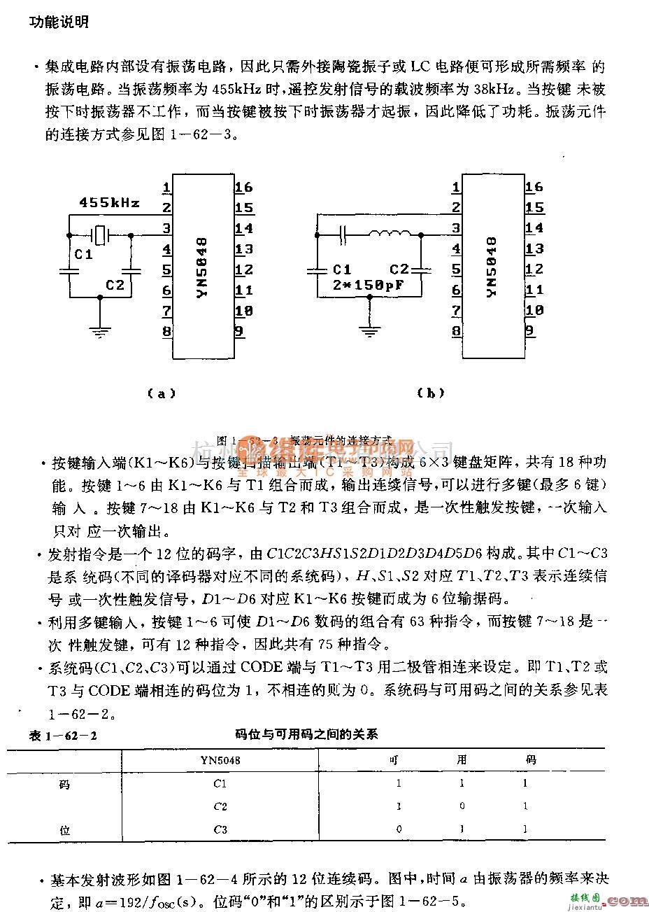 遥控发射中的YN5048(电视机、录像机和官响)红外线遥控发射电路  第3张