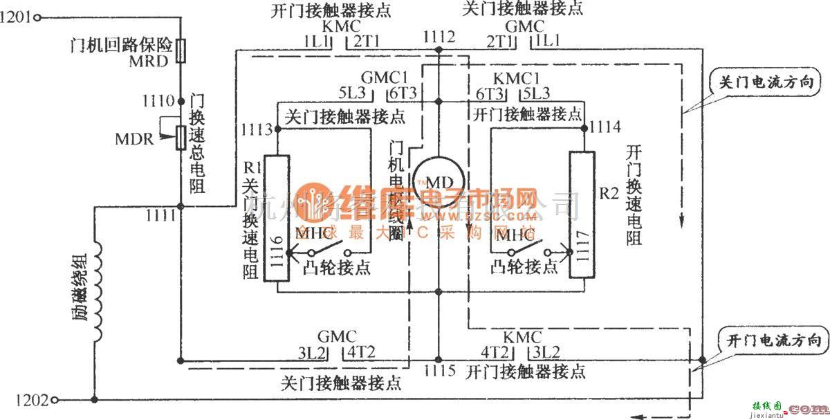 电梯控制中的北京图捷电梯开门机电路  第1张