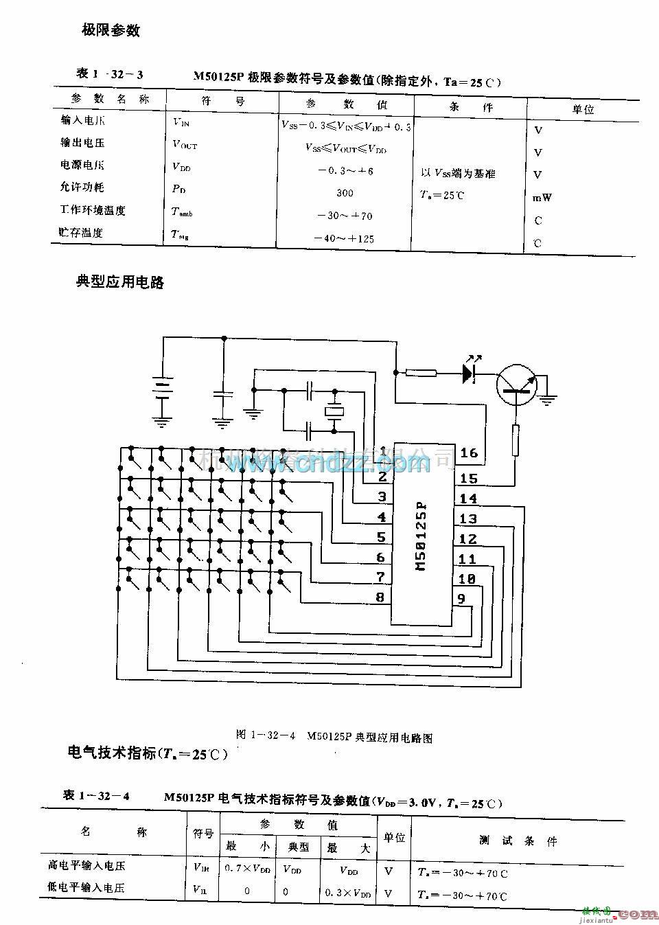 遥控发射中的M50125P(电视机)30功能红外线遥控发射电路  第1张