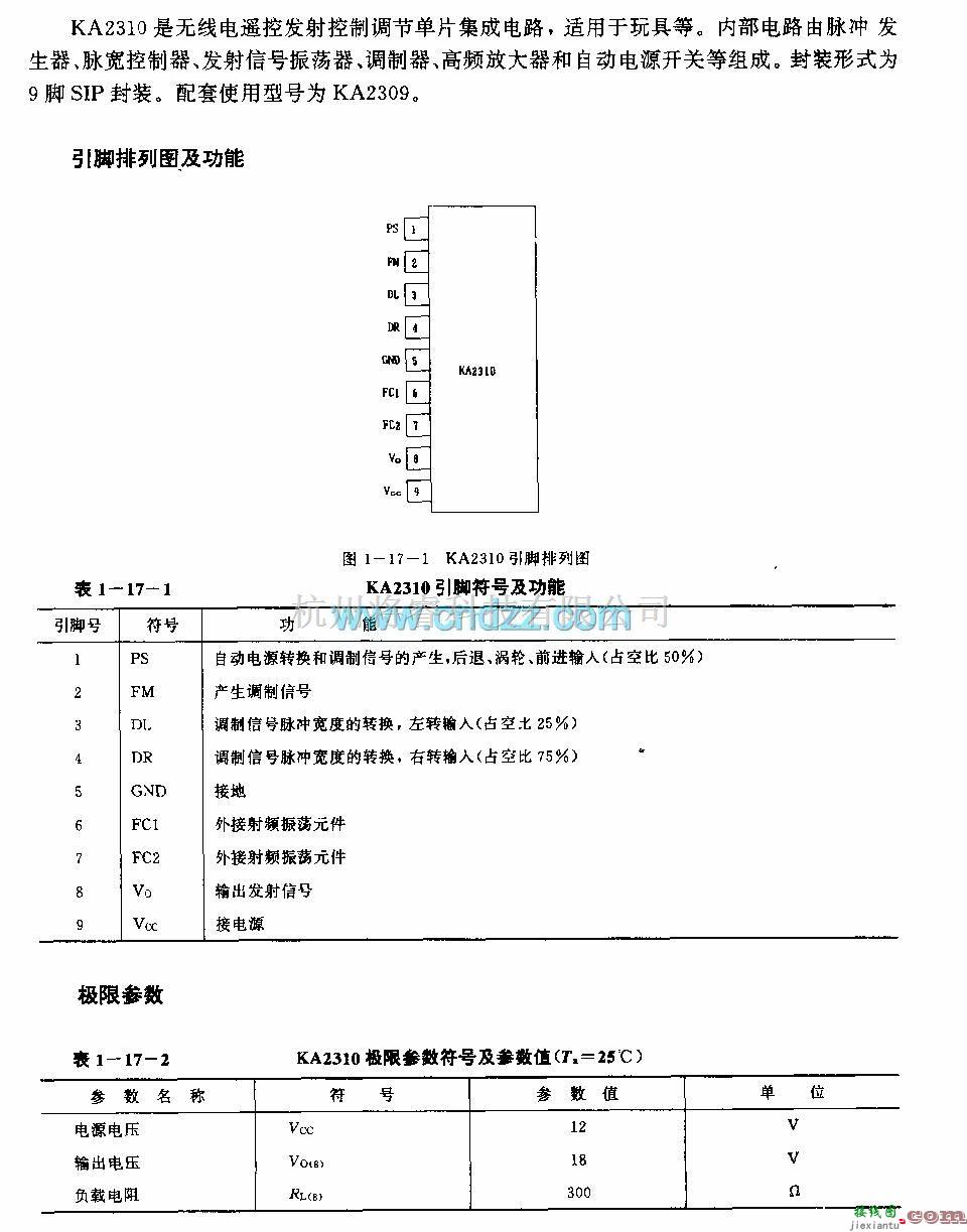 遥控发射中的KA2310(玩具)无线电遥控发射控制调节电路  第1张