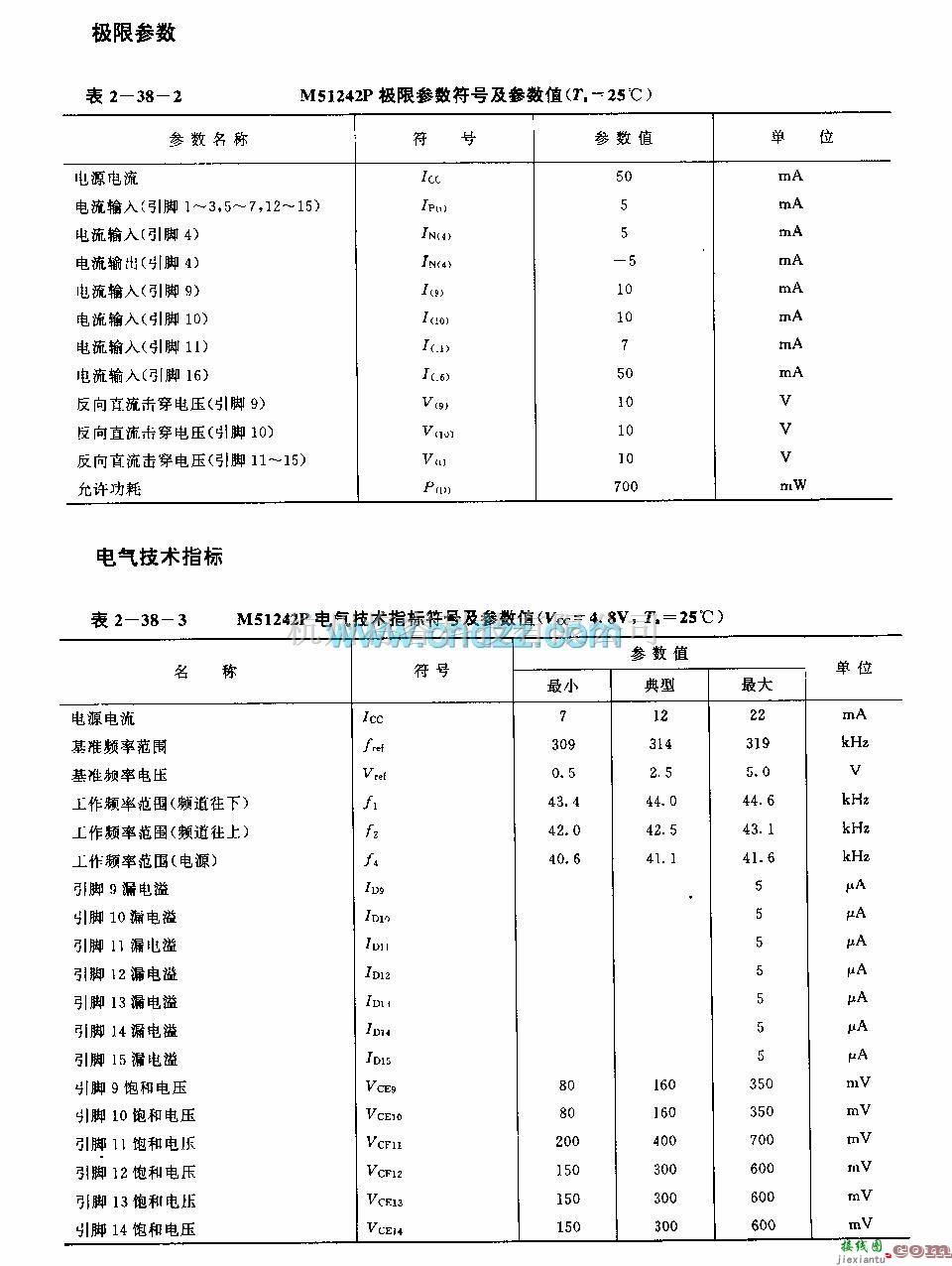 遥控接收中的M51242P (电视机和音响设备)3功能红外线遥控接收电路  第2张