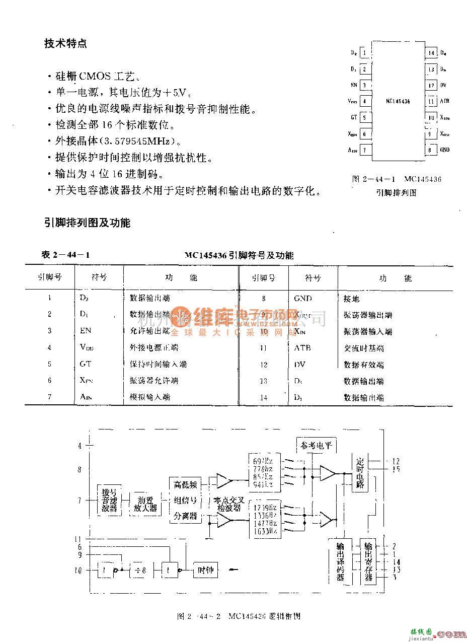 遥控接收中的MCl45436 (通用)红外线迢控接收电路(双音多频信号接收电路  第2张