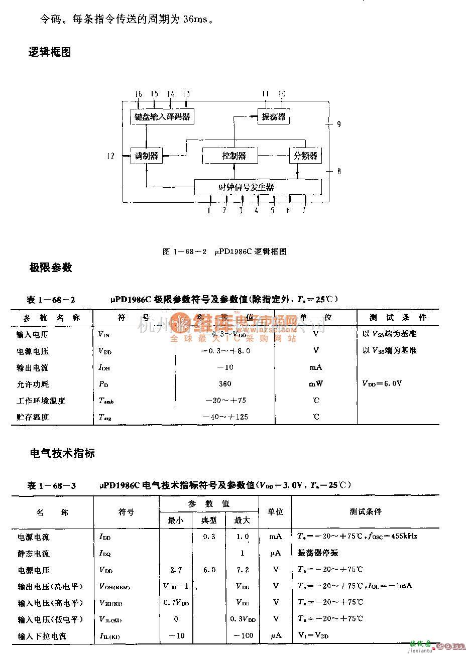 遥控发射中的UPDl986C (电视机和录像机)红外线遥控发射电路  第3张