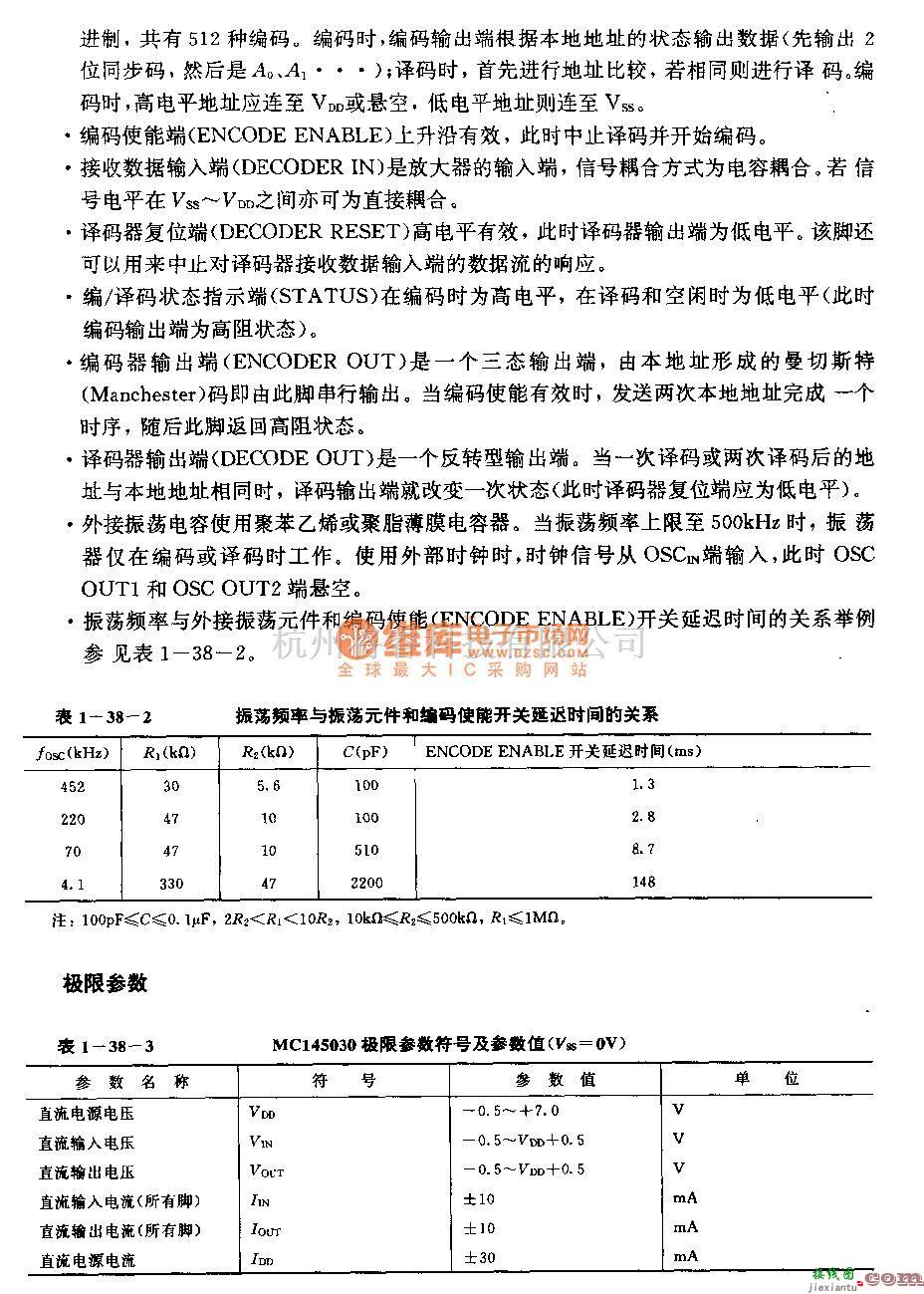 遥控发射中的MCl45030(无绳电话和半双工遥控器)红外线、超声波或射频遥控编码和译码电路  第1张