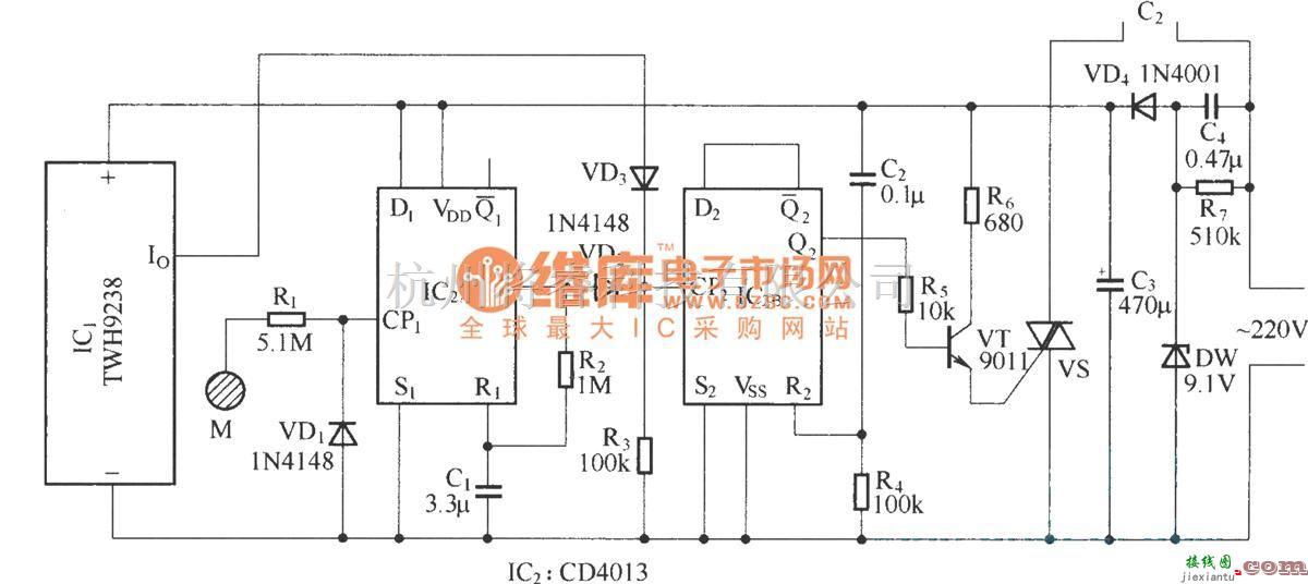 遥控电路（综合)中的无线遥控／触摸开关电路  第1张