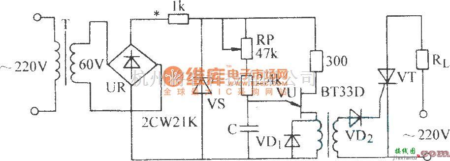 晶闸管控制中的单结晶体管同步触发晶闸管电路  第1张