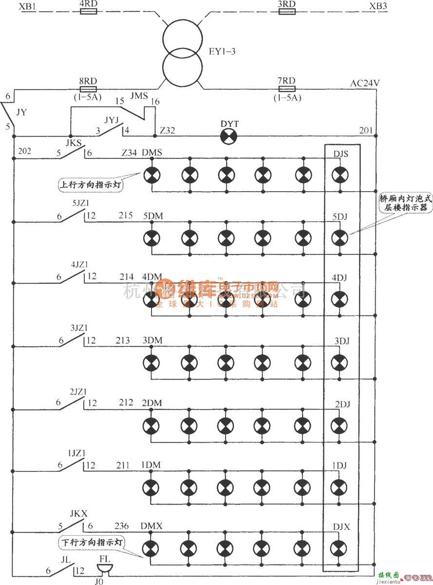 电梯控制中的APM-81交流双速电梯指示灯电路(1)  第1张