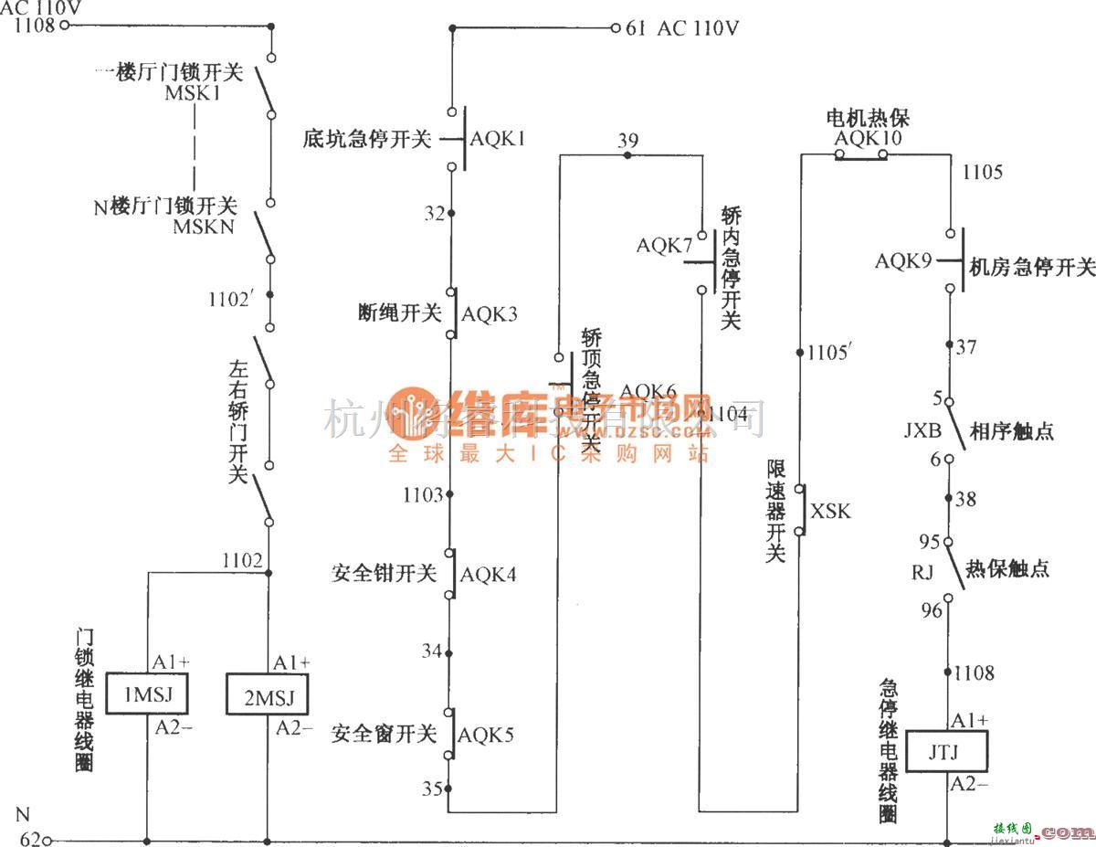 电梯控制中的北京图捷电梯安全回路电路  第1张