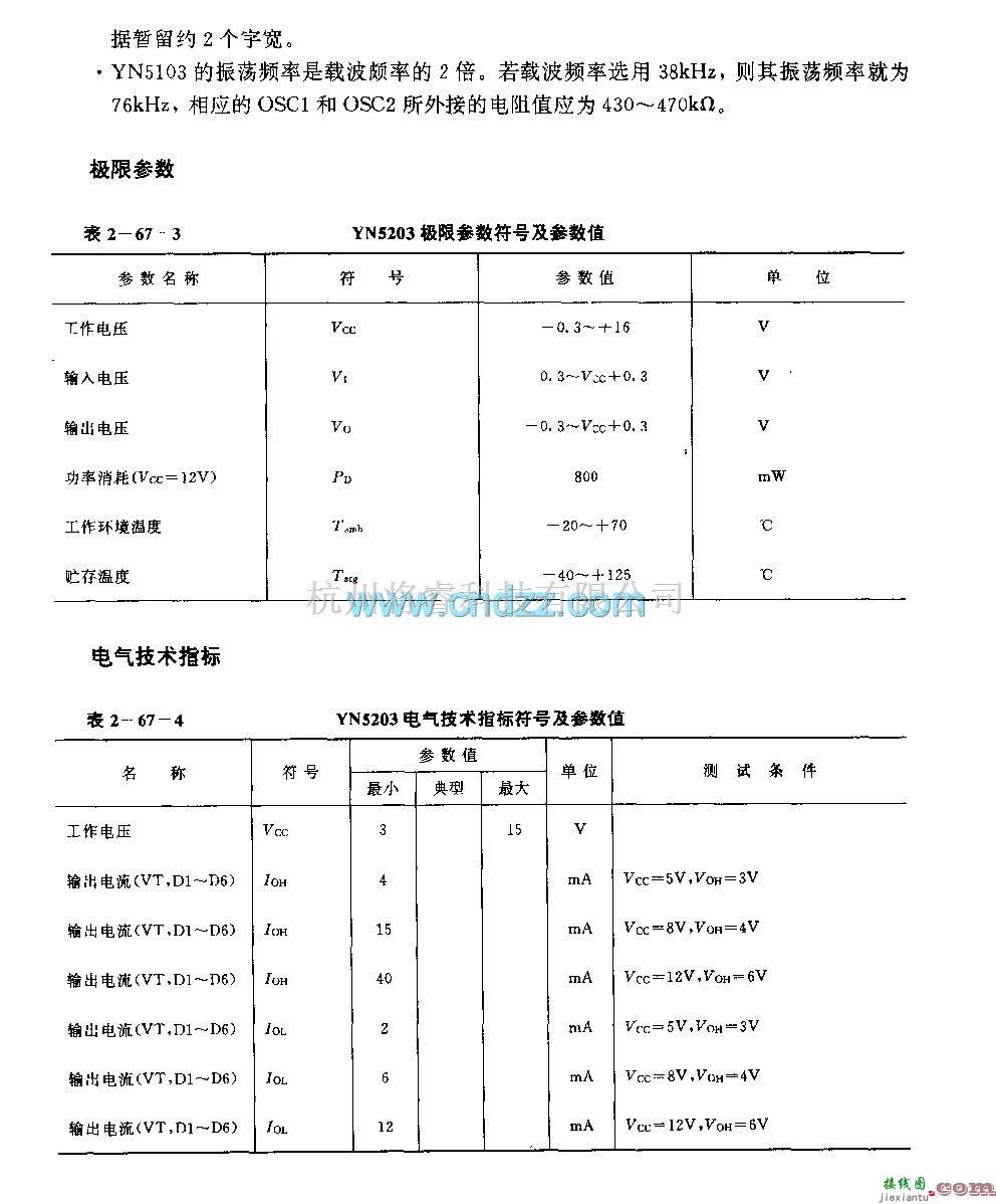 遥控接收中的YN 5203 (防盗系统)无线电或红外线遥控译码电路  第6张