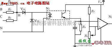 保护电路中的三相四线制的缺相保护电路  第1张