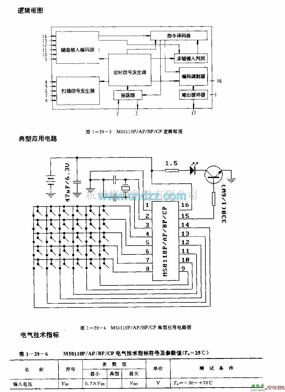 遥控发射中的M50110P／Ap／BP／CP(录像机、电视机和音响设备)30功能红外线遥控发射电路  第5张