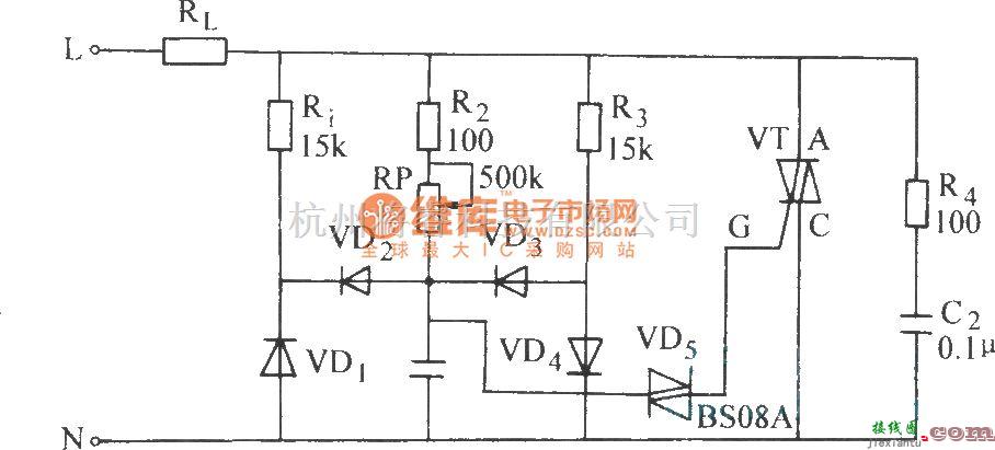 晶闸管控制中的双向晶闸管控制感性负载电路  第1张