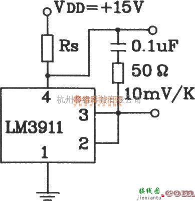 温控电路中的由LM3911单片温度控制集成电路构成电容性负载测温电路  第1张