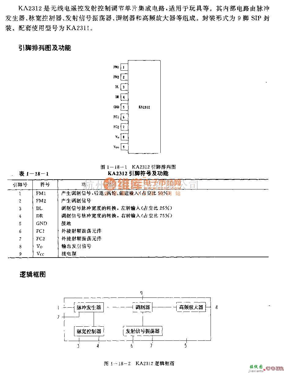 遥控发射中的KA2312(玩具)无线电遥控发射控制调节电路  第1张