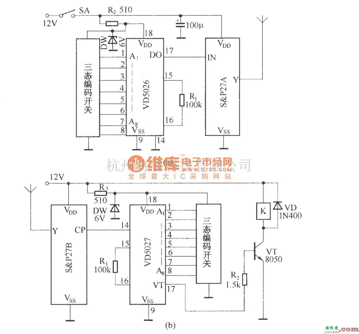 遥控电路（综合)中的由S&P27A／S&P278组成的远距离遥控开关  第1张