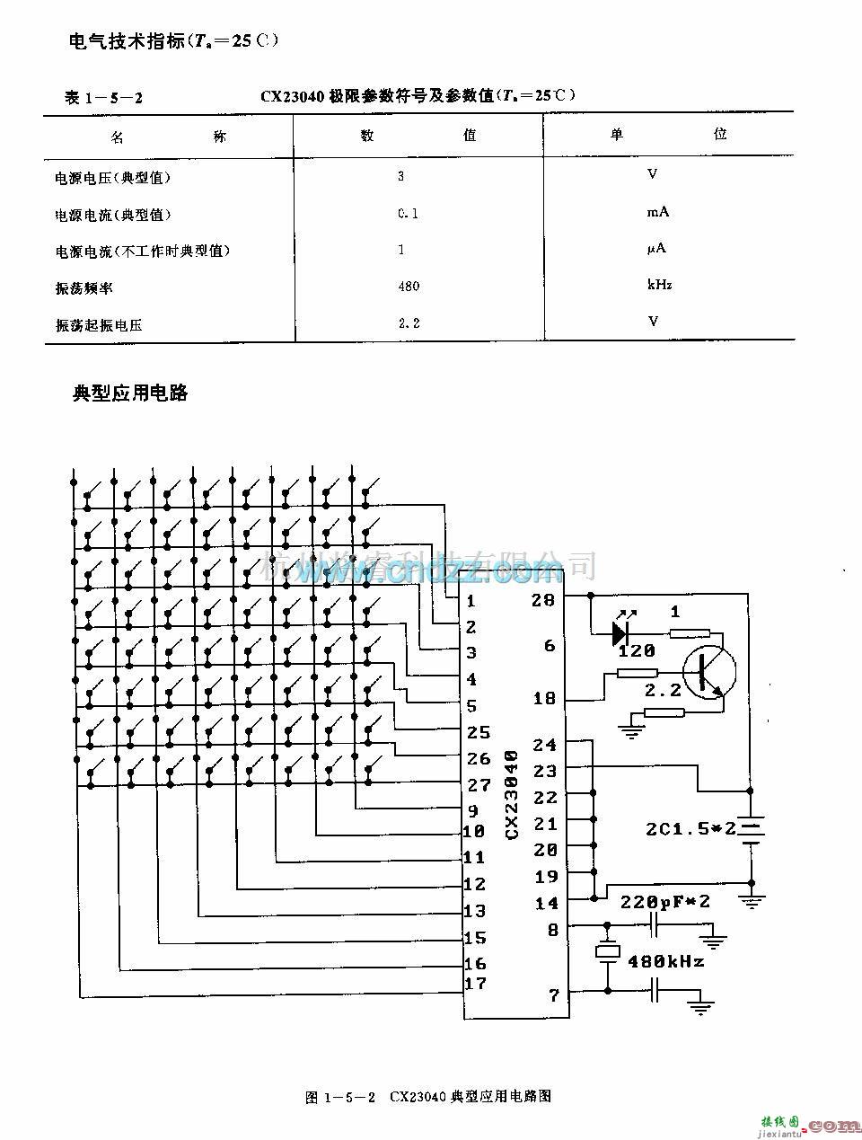 遥控发射中的CX23040(电视机和录像机)红外线遥控发射电路  第3张