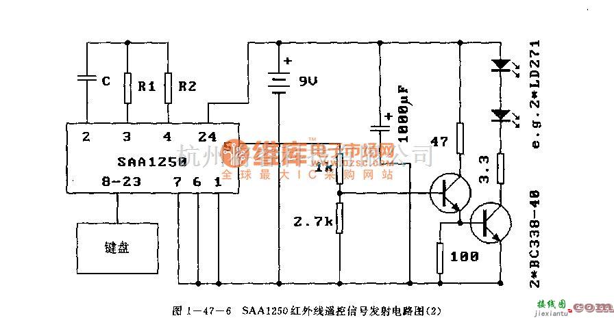 遥控发射中的SAAl250(电视机)红外线遥控发射电路  第6张