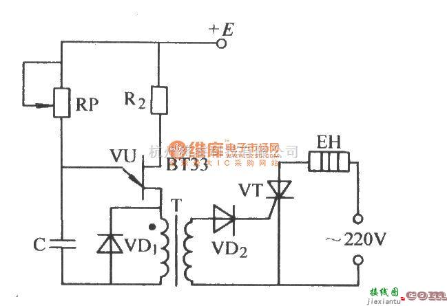 晶闸管控制中的单结晶体管通过脉冲变压器触发晶闸管电路  第1张