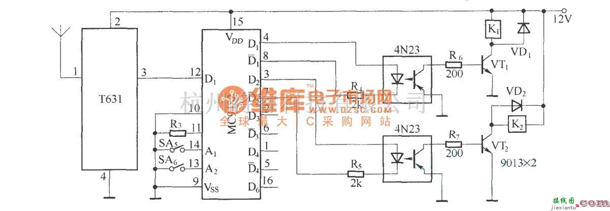 遥控电路（综合)中的遥控自动门电路(T630／T631)  第2张