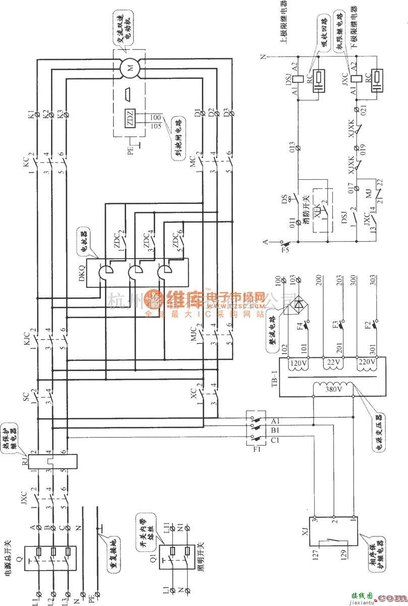电梯控制中的沈阳三洋交流双速电梯主电路  第1张