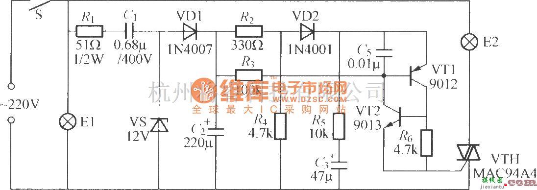 灯光控制中的单开关多灯控制电路(1)  第1张