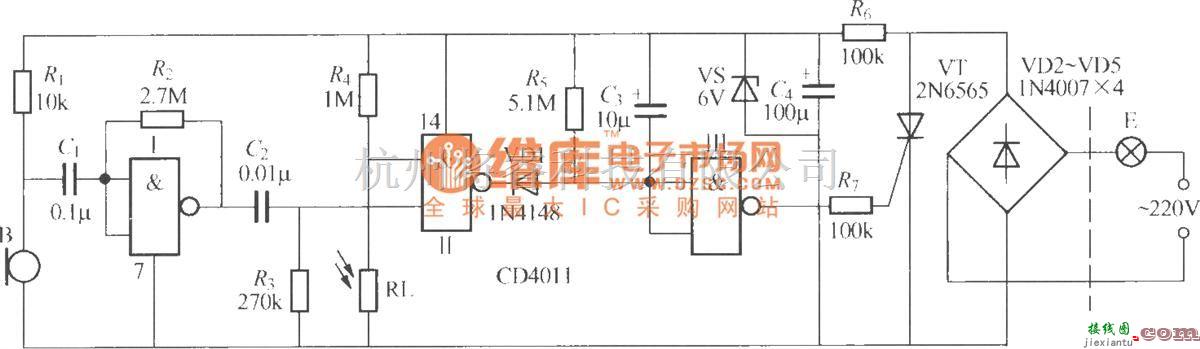 灯光控制中的数字电路声光控楼梯延迟开关电路(3)  第1张