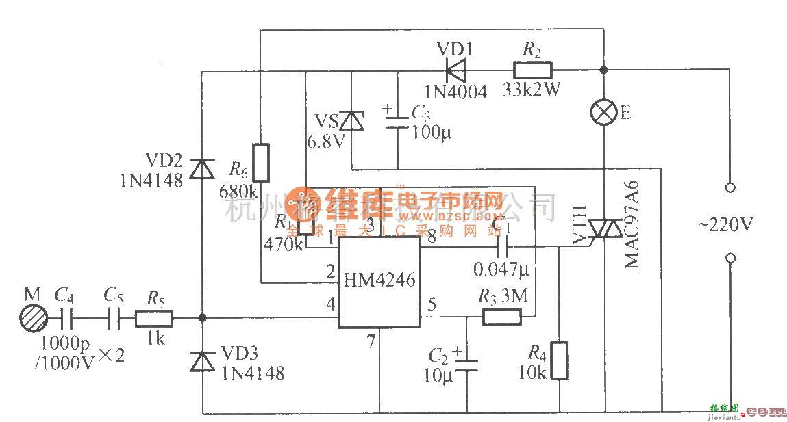 灯光控制中的HM4246触摸式步进调光灯电路  第1张