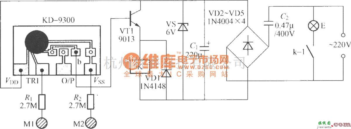 灯光控制中的双键触摸式灯开关电路(8)  第1张