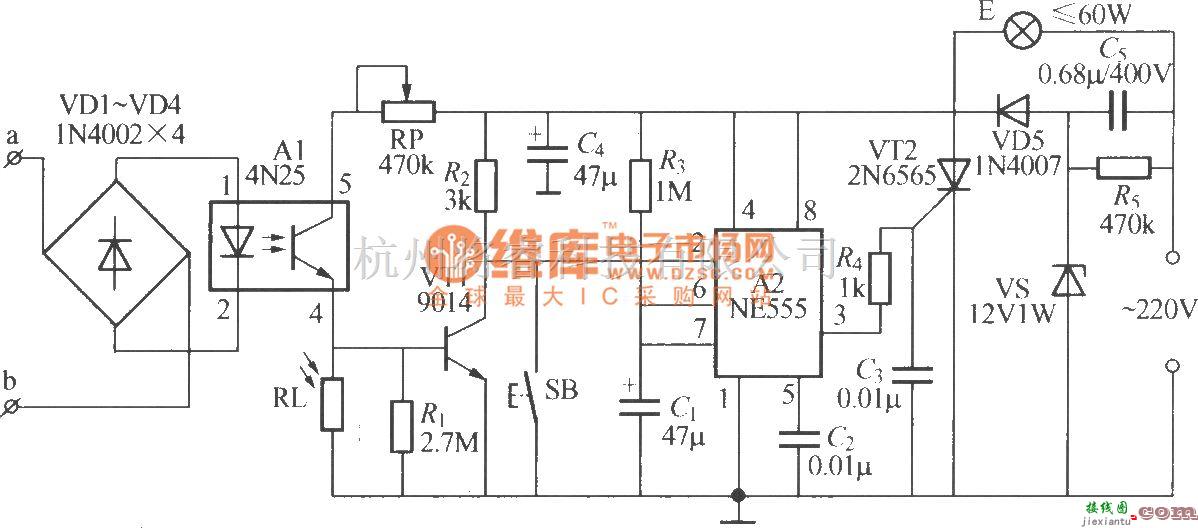 灯光控制中的电话控制自动灯电路(2)  第1张