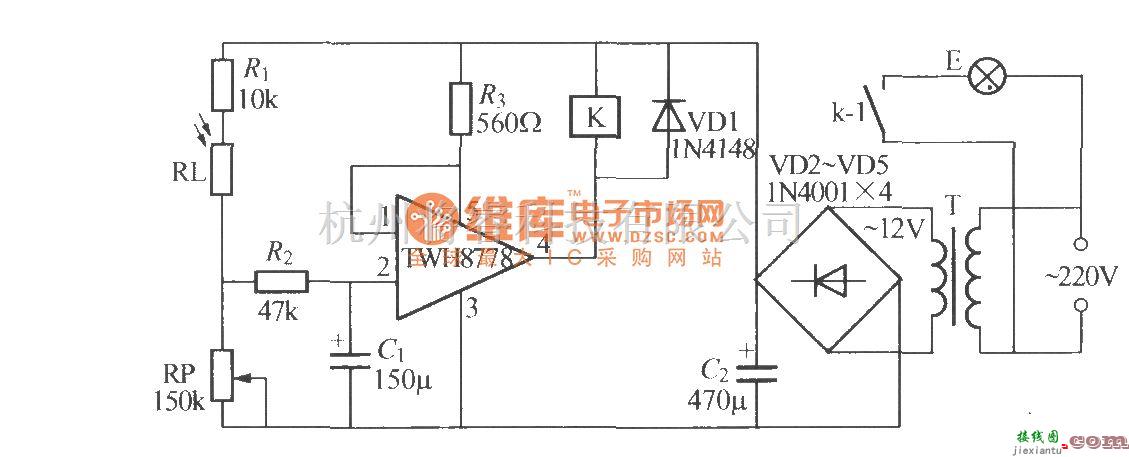 灯光控制中的使用TWH8751的光控路灯电路  第1张