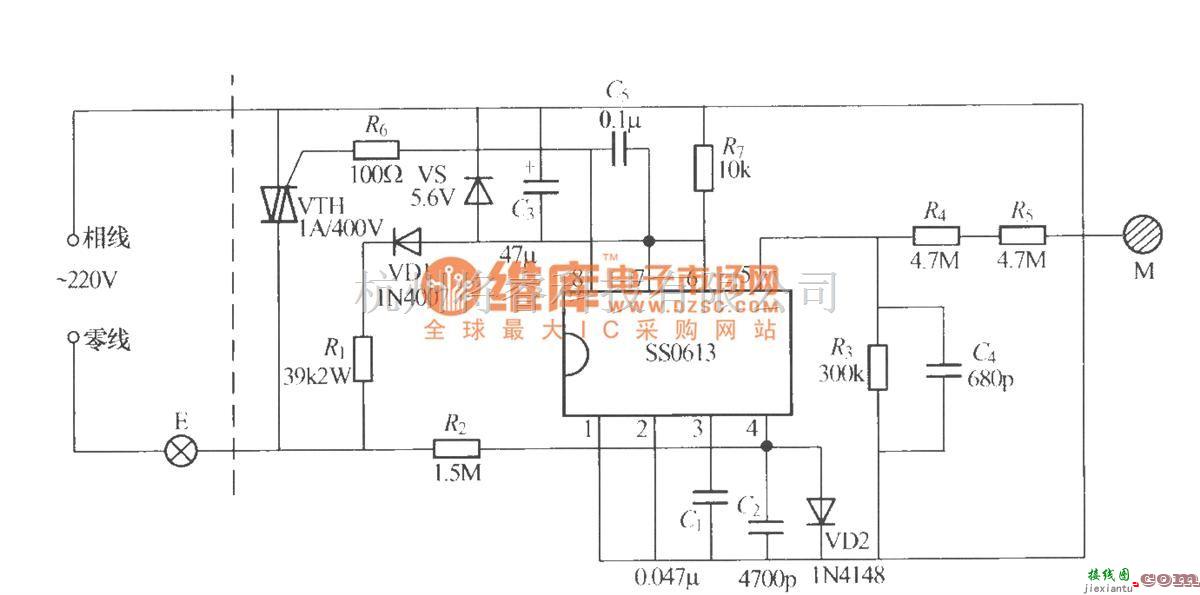 灯光控制中的SS0613触摸式无级调光灯电路  第1张