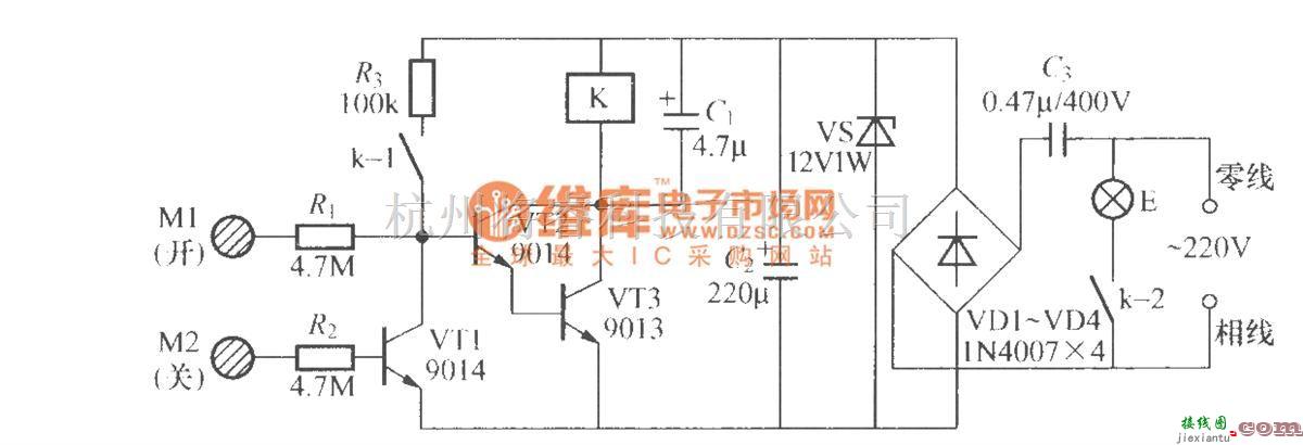 灯光控制中的双键触摸式灯开关电路(1)  第1张