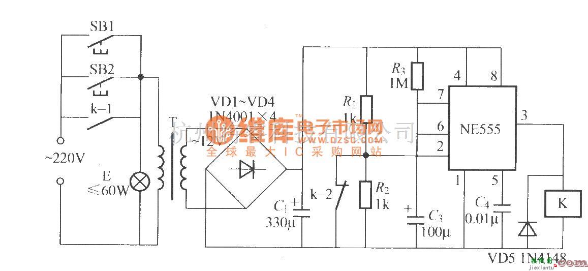 灯光控制中的采用时基电路的延迟灯电路(2)  第1张