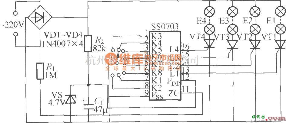 灯光控制中的四路闪烁灯串电路(12)(SS0703)  第1张