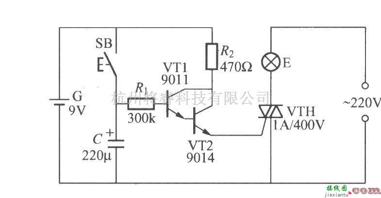 灯光控制中的采用电池的延迟灯电路  第1张