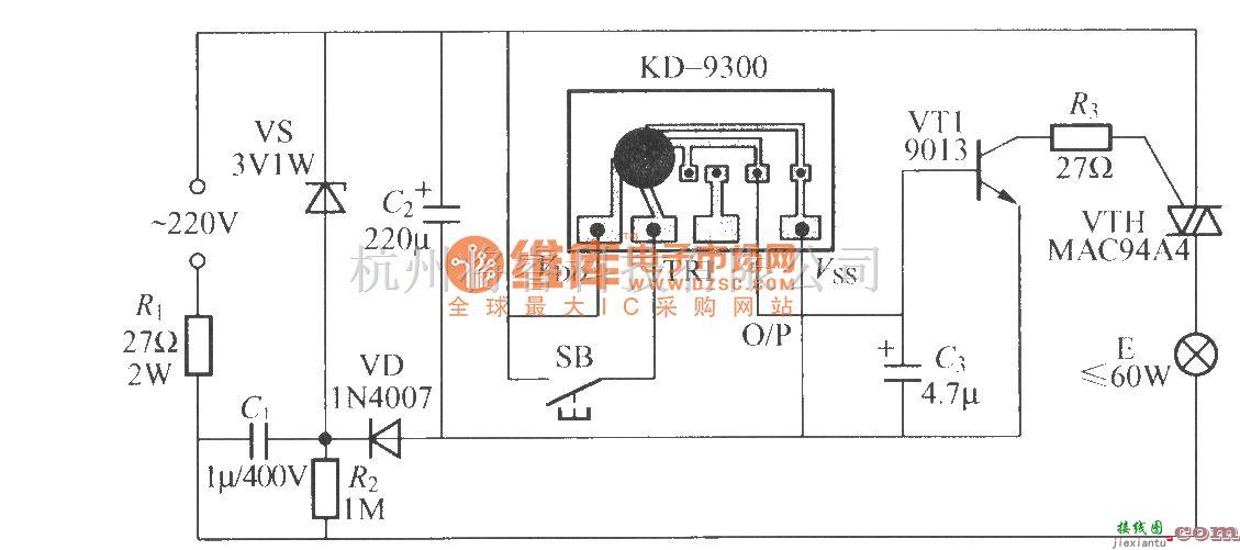 灯光控制中的采用音乐集成电路的延迟灯电路  第1张