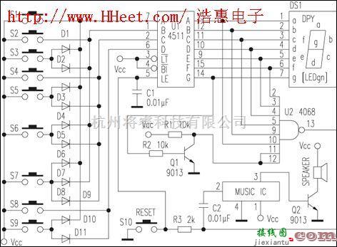 灯光控制中的设计巧妙的数显抢答器电路  第1张