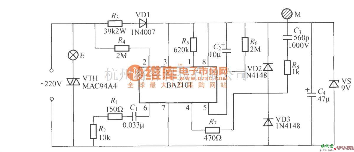 灯光控制中的BA2101触摸式步进调光灯电路  第1张