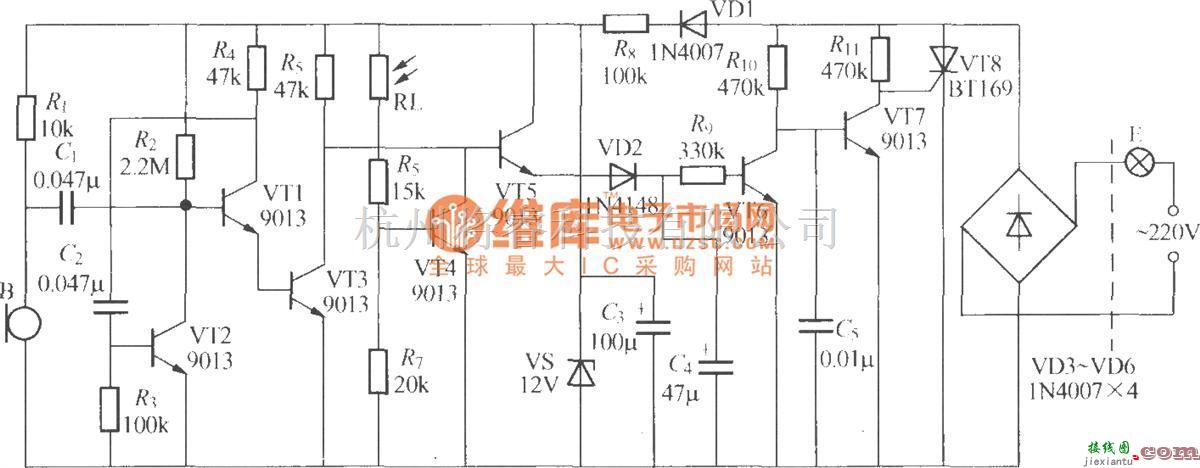 灯光控制中的分立元件声光控楼梯延迟开关电路(10)  第1张